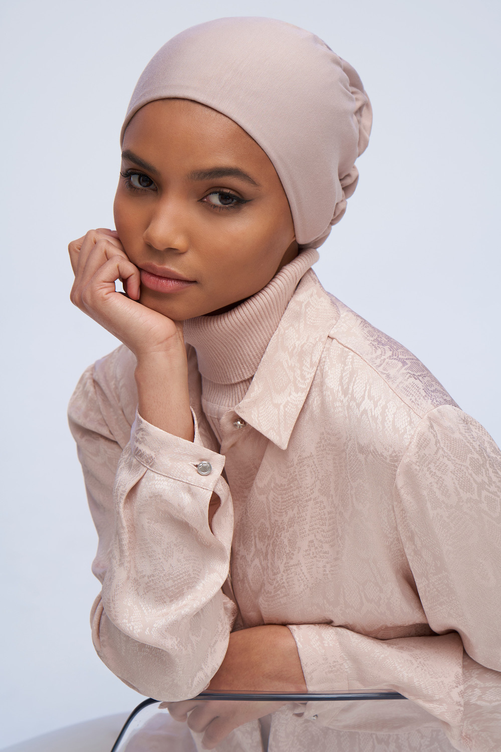Shop Silk Blend Satin Lined Underscarf in Mink