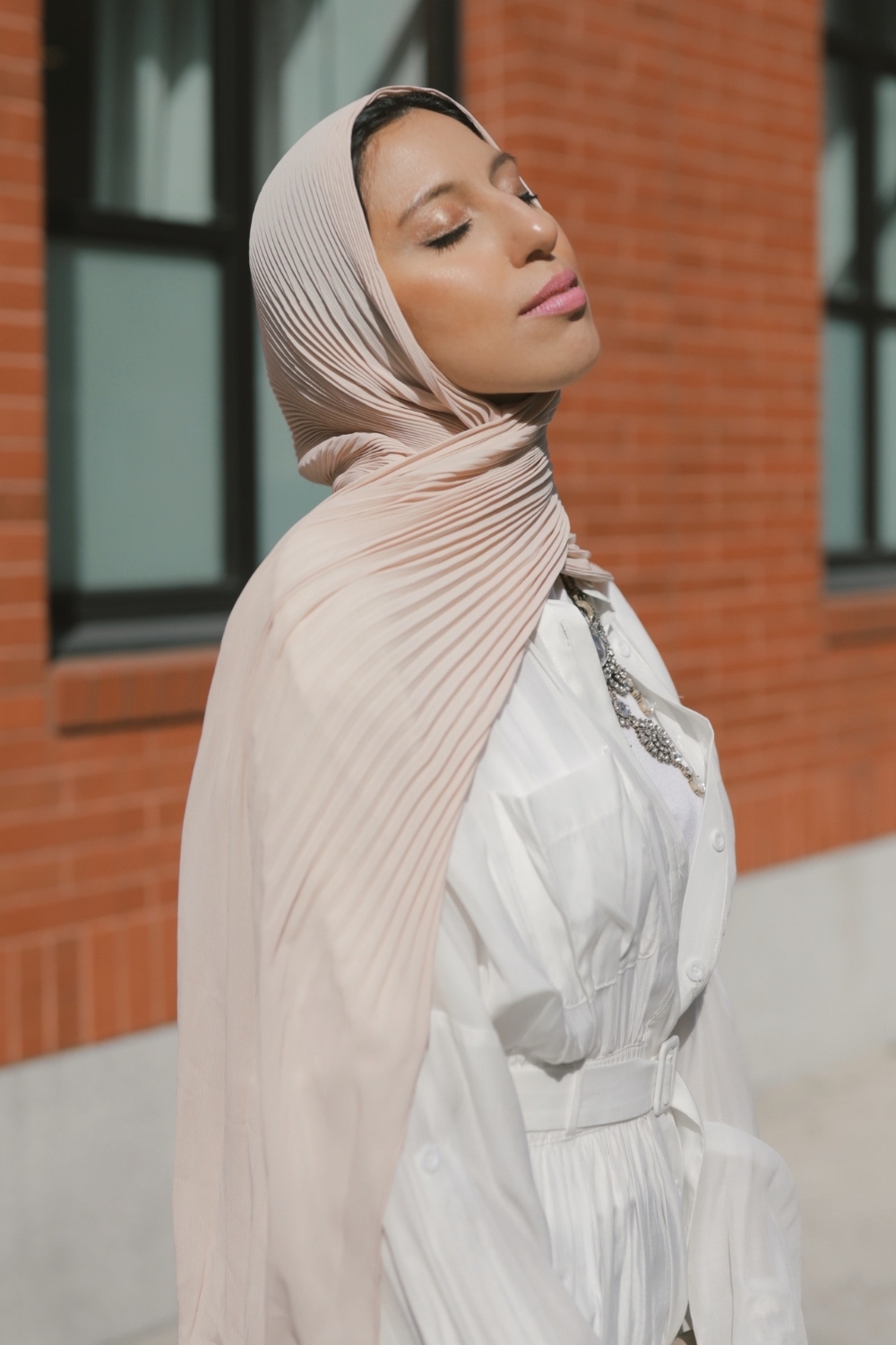Shop Cascade Pleat Hijab in Cashmere