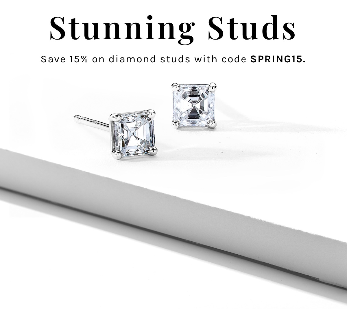 Stunning studs. Save 15% on diamond studs with code SPRING15. 