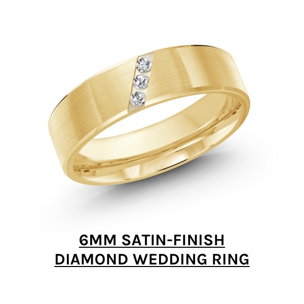6mm Satin-finish Diamond Wedding Ring