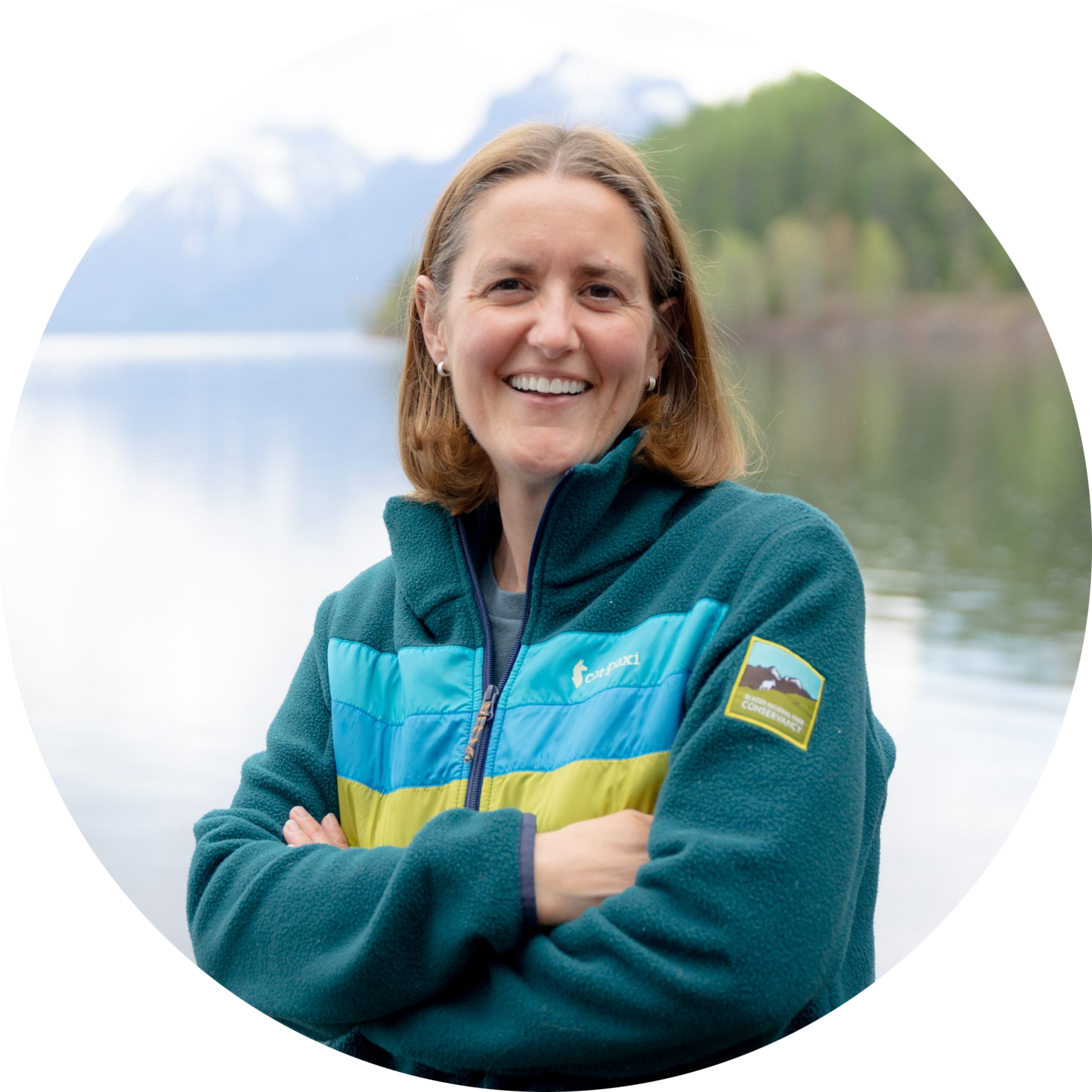 Stacy in front of Lake McDonald