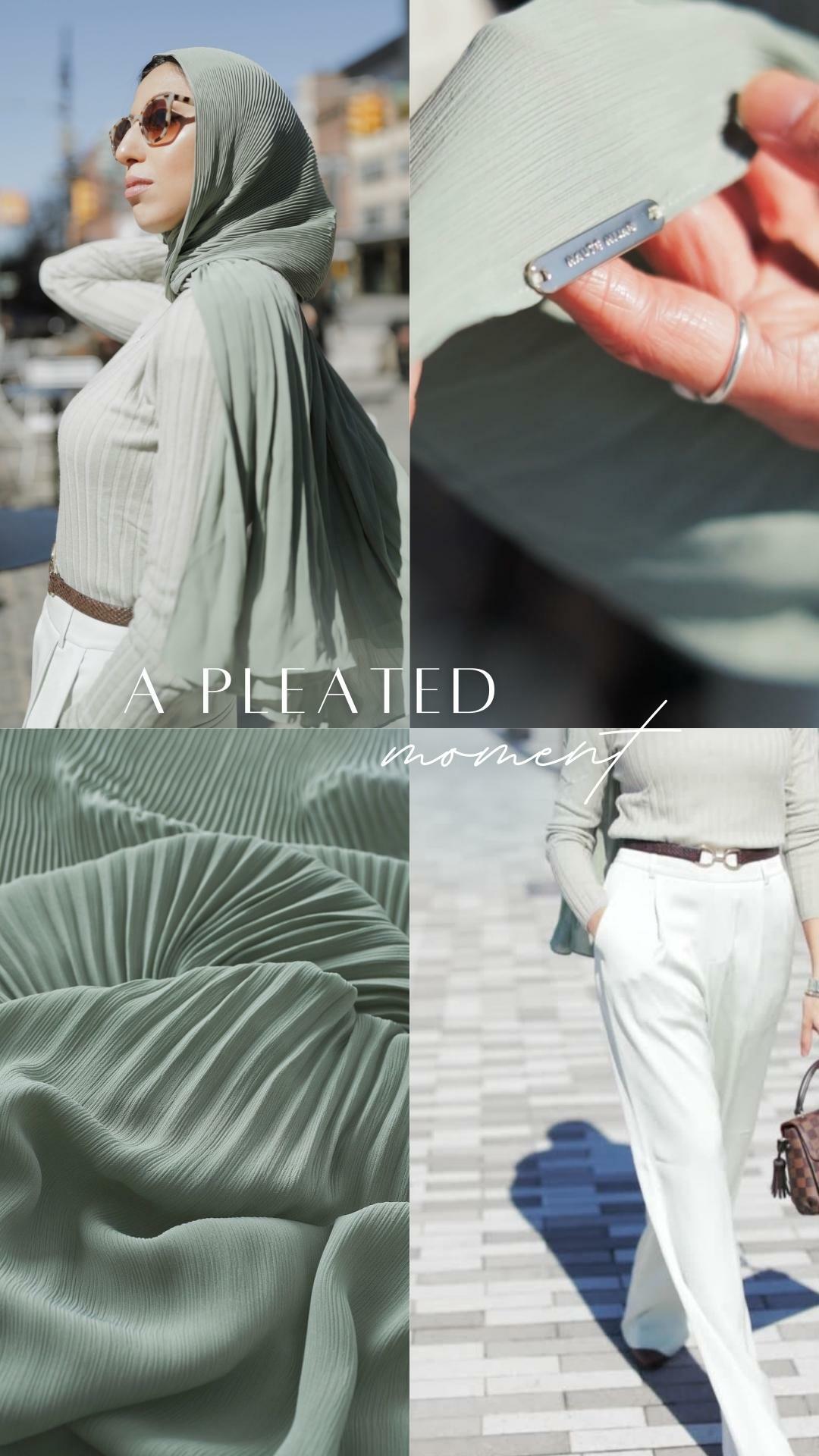 A Pleated Moment: Cascade Pleat Hijab in Desert Sage