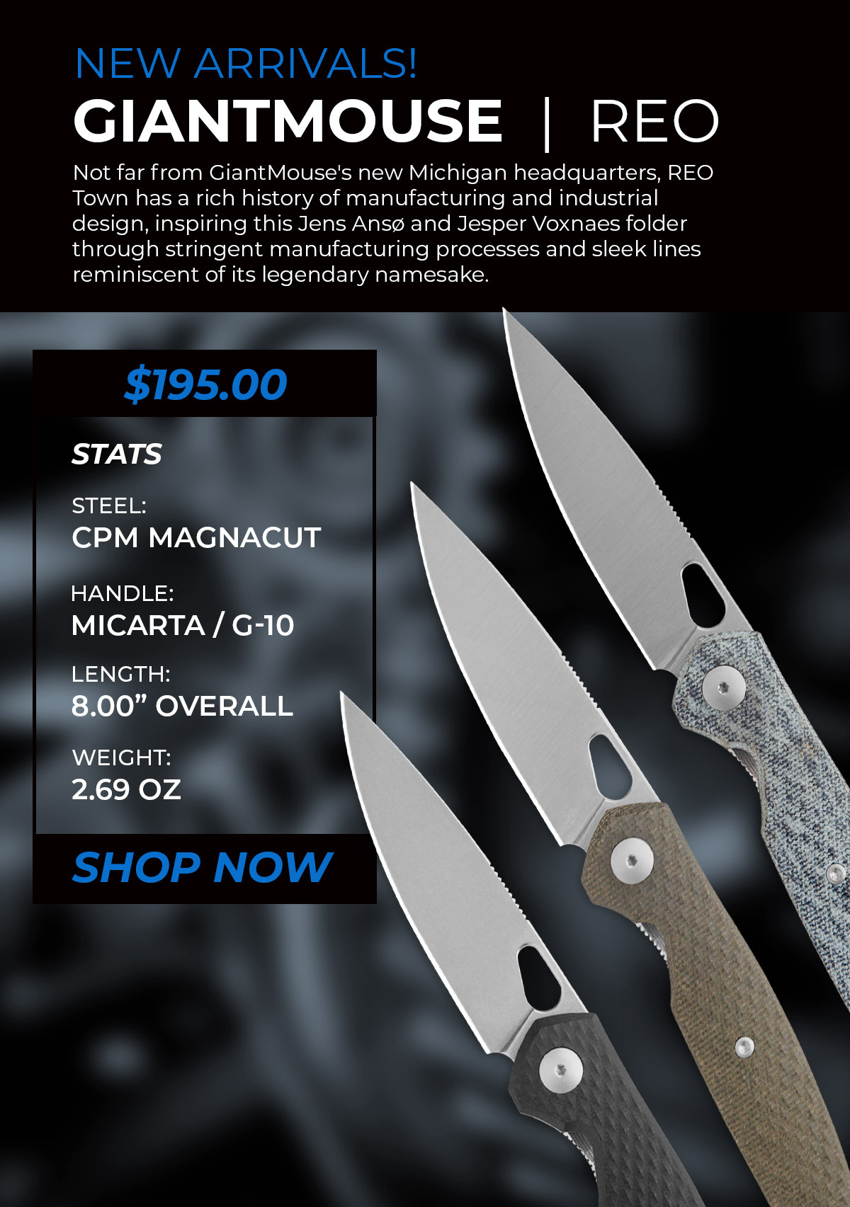 GiantMouse Reo American Inspired, Italian Made! Blade HQ