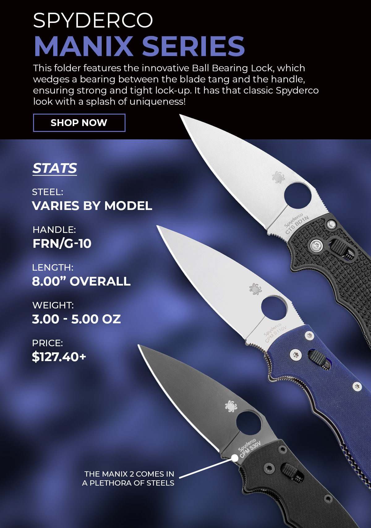 Spyderco Manix 2 Unique Ball Bearing Lock Blade HQ