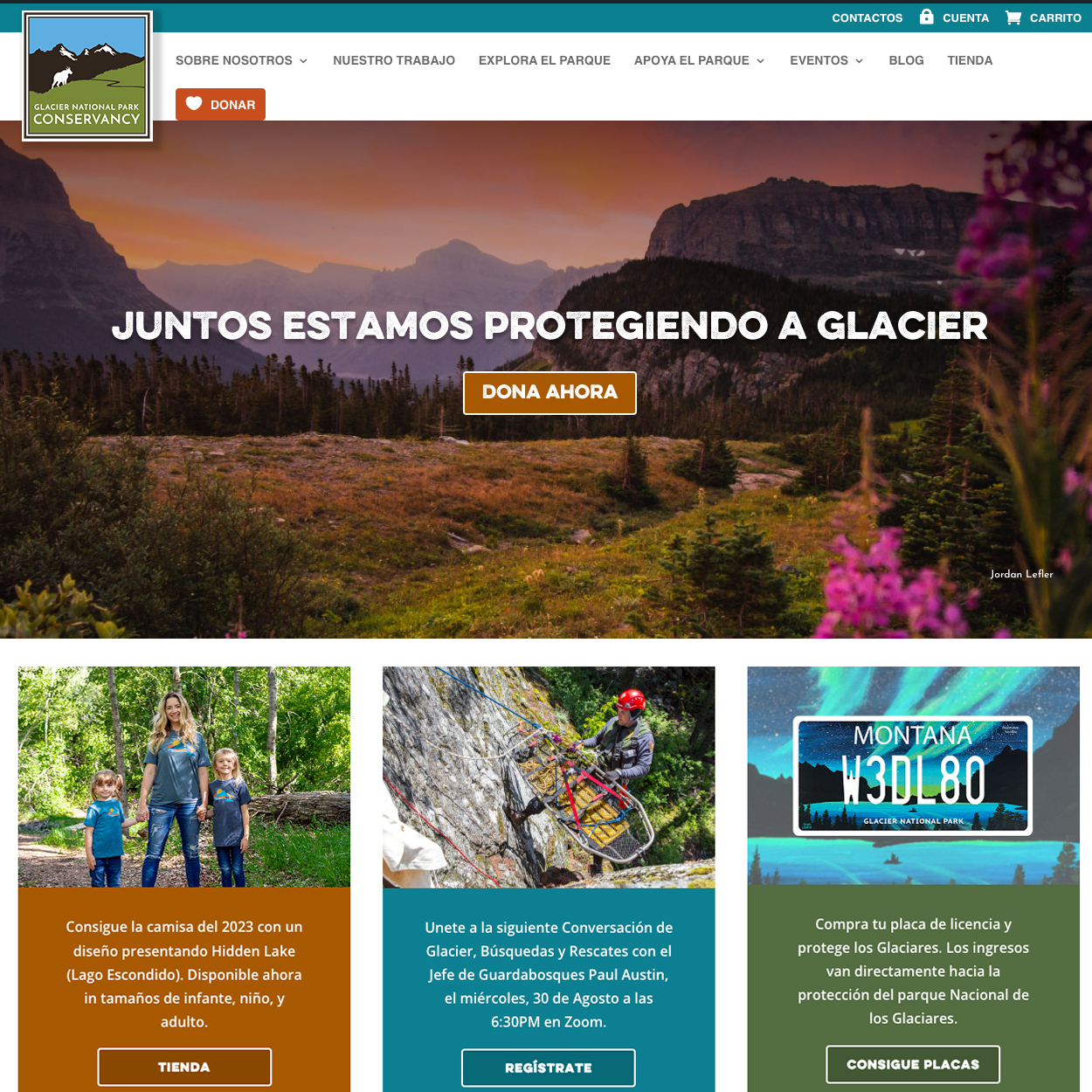 A screenshot of the Spanish version of the GNPC website.