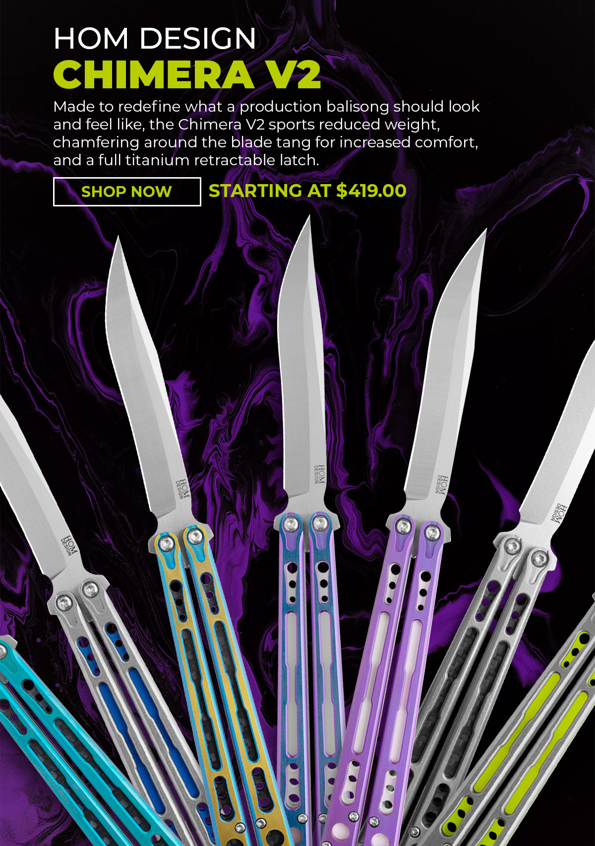Hom Design Chimera V2 available in multiple colors! Blade HQ