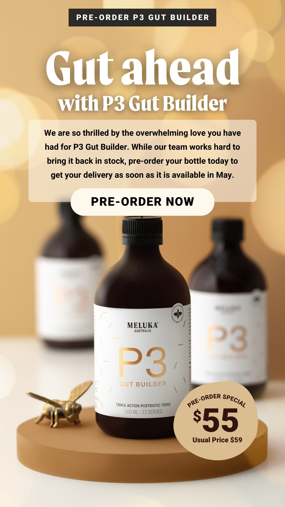 Preorder your P3 Gut Builder today. Meluka Australia