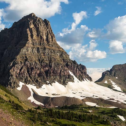 Sunlight on a mountain face