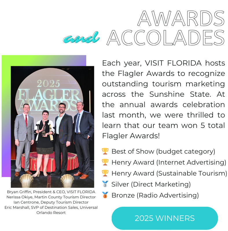 Discover Martin Tourism Team accepting 5 awards at the Visit Florida Flagler Awards