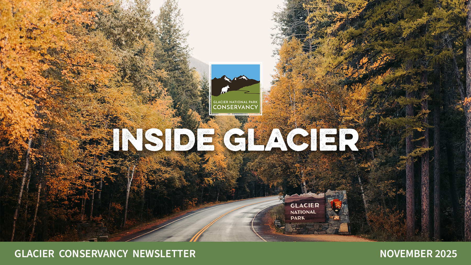 A wide shot of mountains and glaciers in the park.