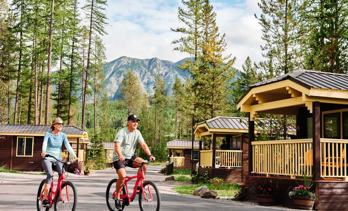People riding bikes in Glacier National Park