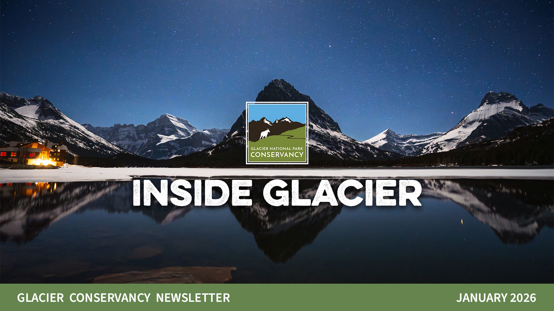 A wide shot of mountains and glaciers in the park.