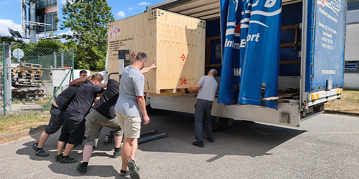 The new Typhoon programming machine being unloaded in Thailand