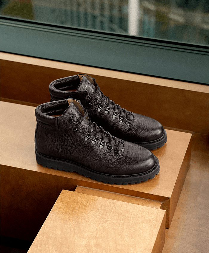 Leather boots shot from above angle